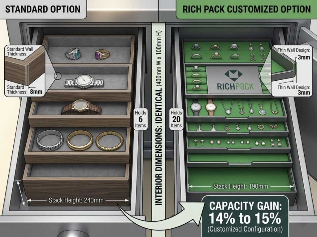 How to Choose the Best Stackable Jewelry Trays for Drawers - Safe Drawers Need Thin Walls and Better Vertical Yield