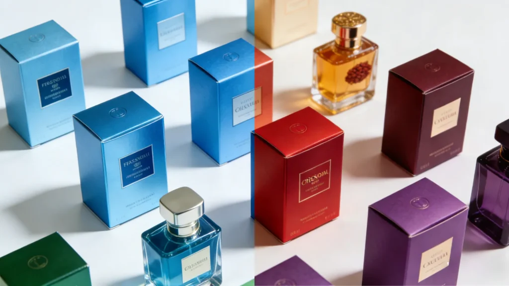 colorful perfume box array
