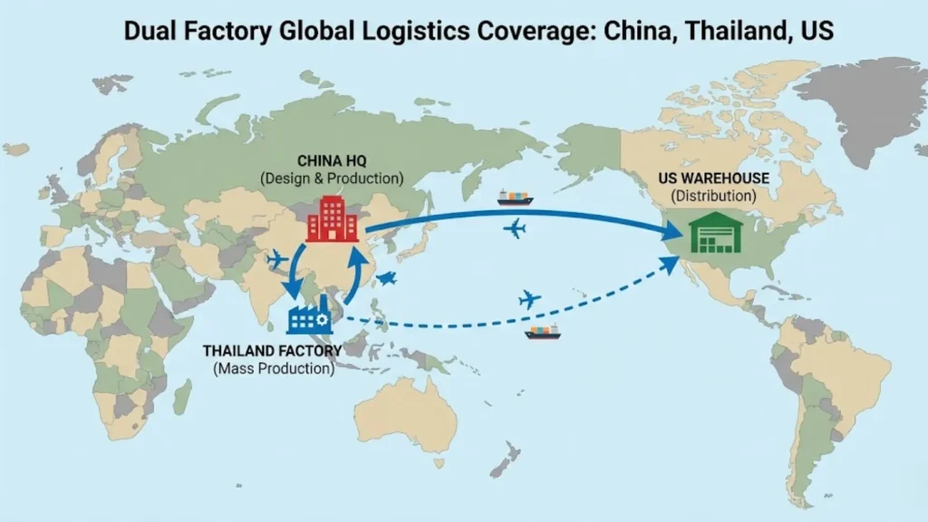 dual factory global logistics coverage china thailand us