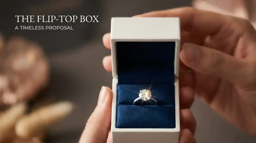 flip top diamond ring jewelry box