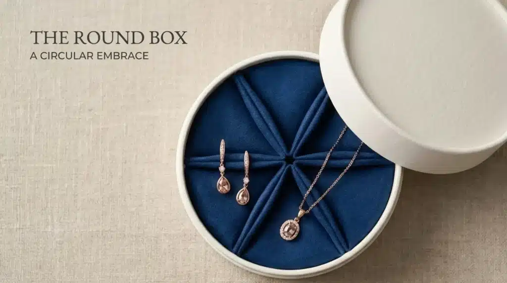 round white jewelry box earrings necklace