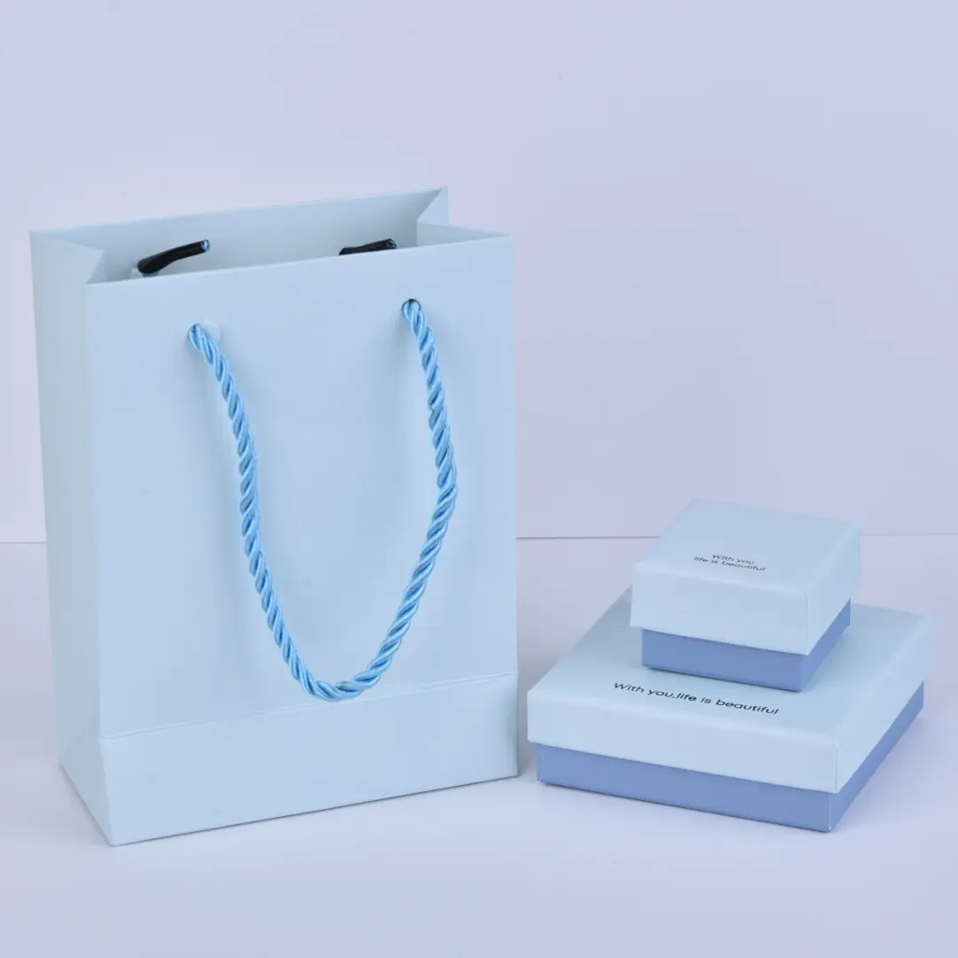 Light Blue Paper Bag - 12x16x6cm Blue Empty Gift Bag & Blue Gift Bags Bulk Wholesale - Baby Blue Small Jewelry Gift Boxes with Lid5