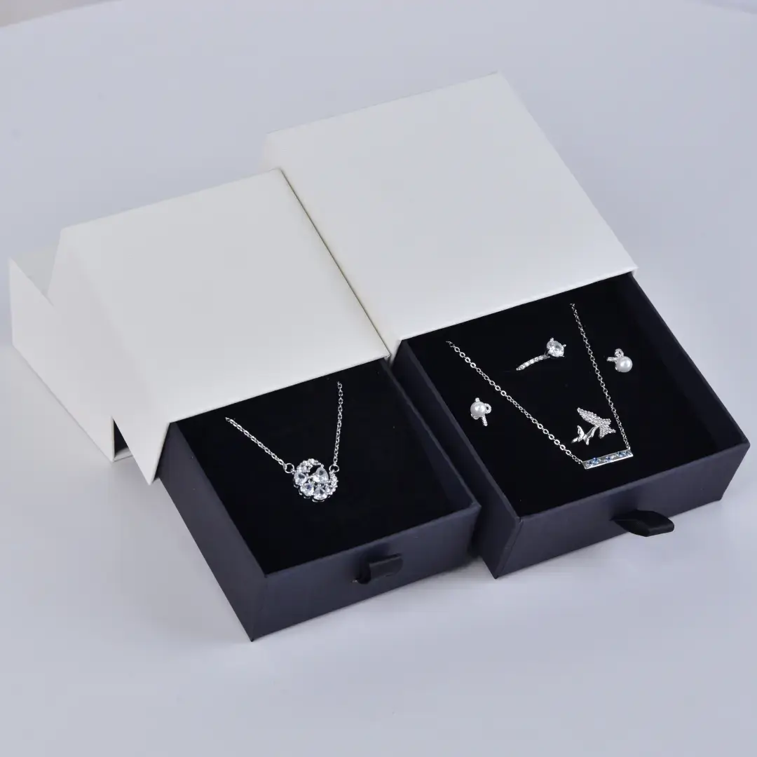 Custom White Paper Bags with Handle - 11x12x6cm Jewelry Paper Bag | Small Black and White Gift Bags - Cardboard Gift Packaging Jewelry Drawer Box1