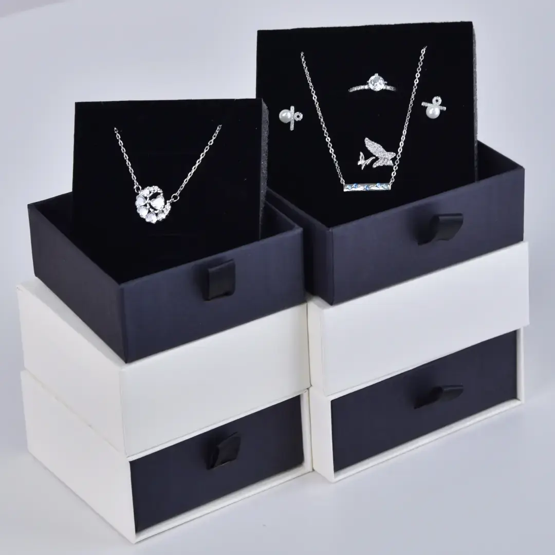 Custom White Paper Bags with Handle - 11x12x6cm Jewelry Paper Bag | Small Black and White Gift Bags - Cardboard Gift Packaging Jewelry Drawer Box3