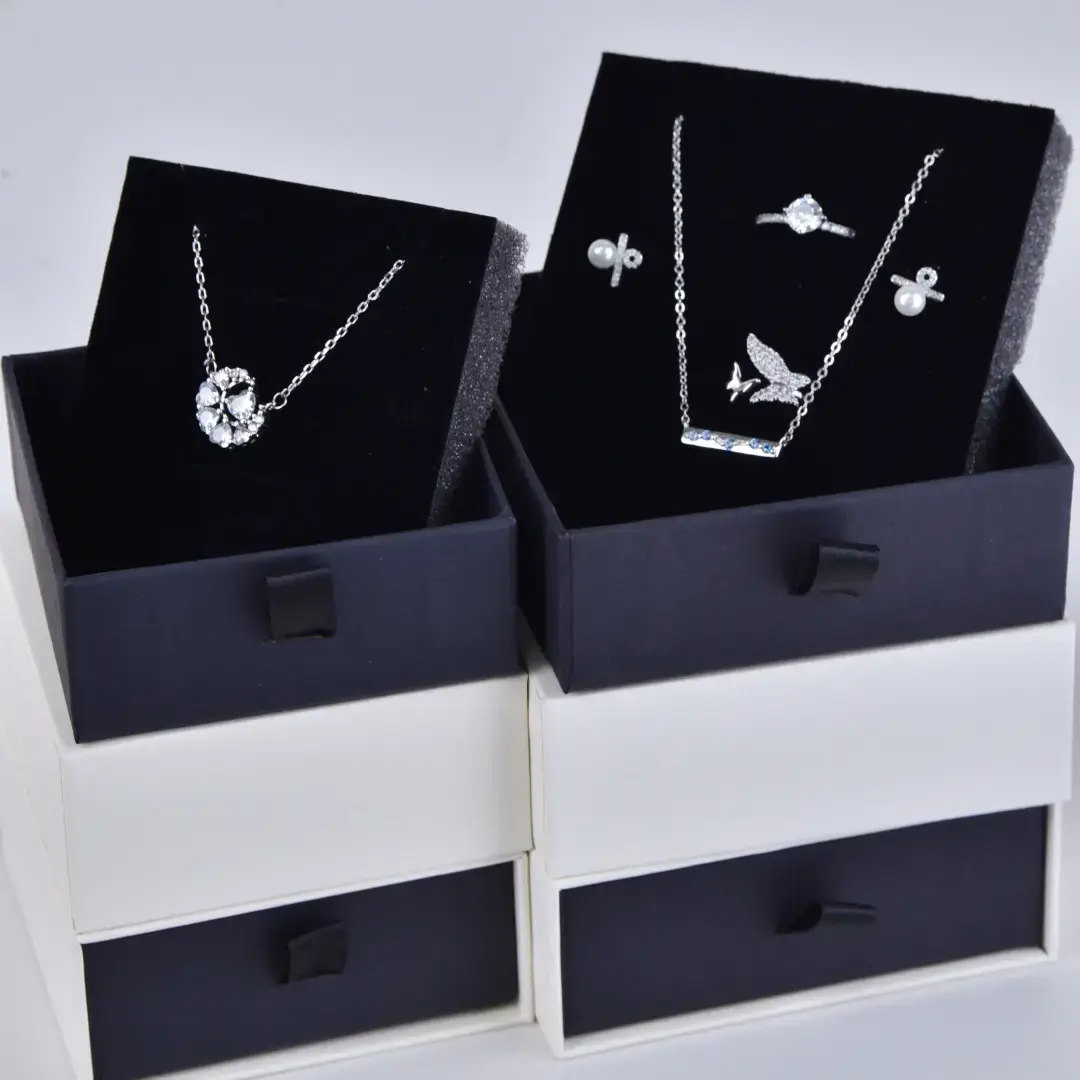 Custom White Paper Bags with Handle - 11x12x6cm Jewelry Paper Bag | Small Black and White Gift Bags - Cardboard Gift Packaging Jewelry Drawer Box4