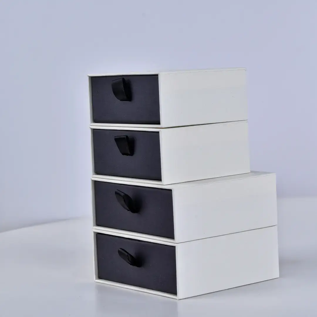 Custom White Paper Bags with Handle - 11x12x6cm Jewelry Paper Bag | Small Black and White Gift Bags - Cardboard Gift Packaging Jewelry Drawer Box7