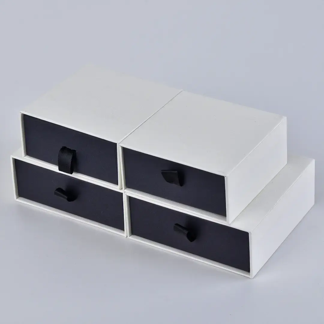 Custom White Paper Bags with Handle - 11x12x6cm Jewelry Paper Bag | Small Black and White Gift Bags - Cardboard Gift Packaging Jewelry Drawer Box8