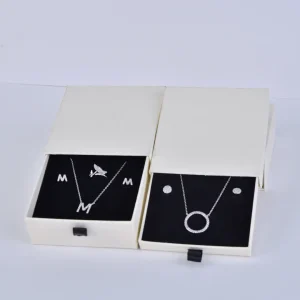 Earth White Jewelry Packaging Box - 6x6x1.7cm Sliding Gift Box with Drawer - Earth White Jewelry Packaging Box2
