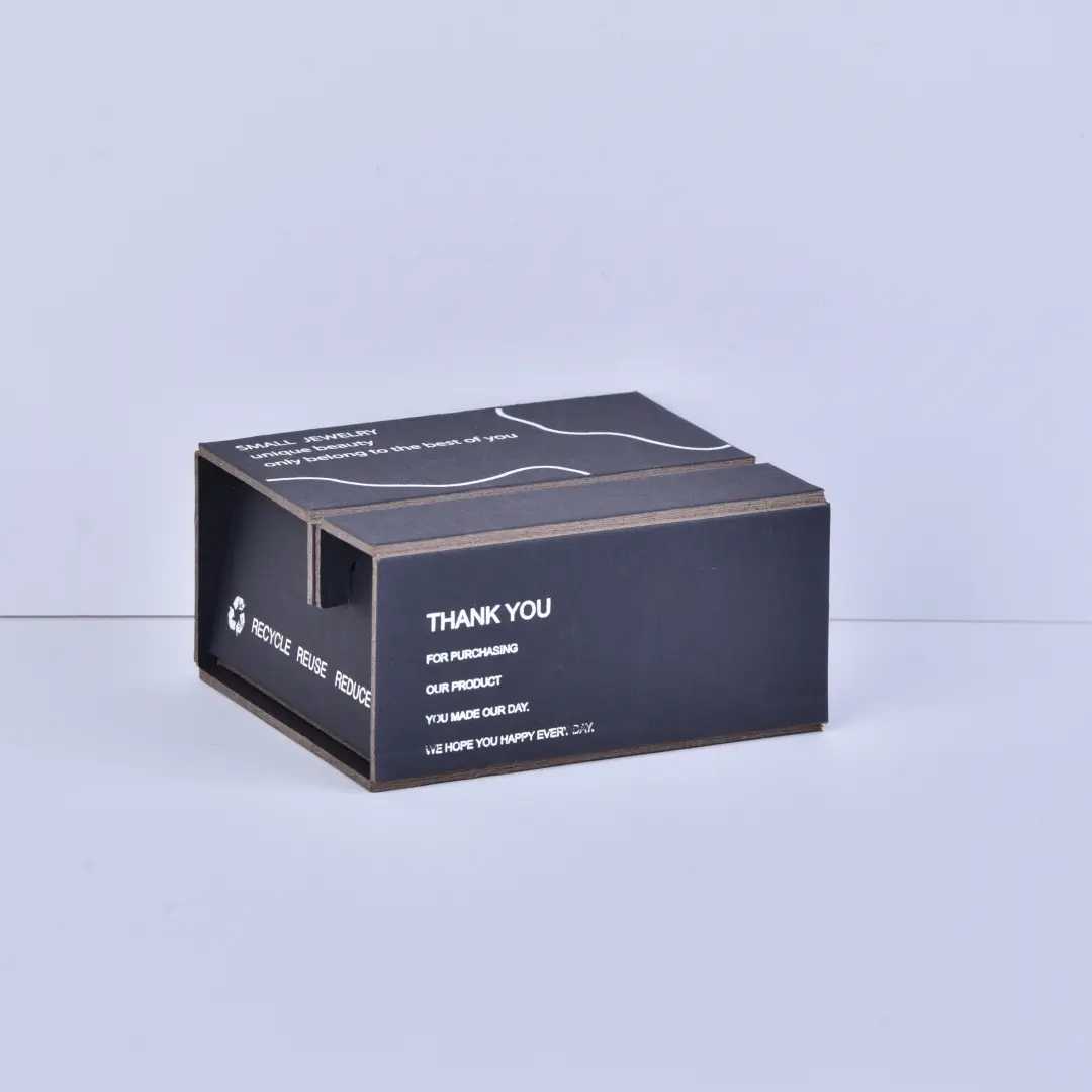 Empty Two-Piece Folding Box - Black 8x9x4.5cm Folding Jewelry Box | Custom Logo Options - Empty Two Piece Folding Box3