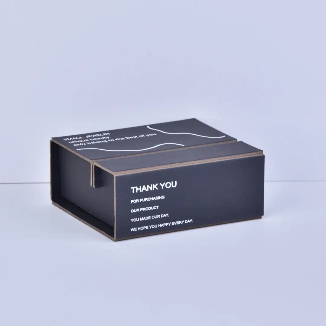 Empty Two-Piece Folding Box - Black 8x9x4.5cm Folding Jewelry Box | Custom Logo Options - Empty Two Piece Folding Box6