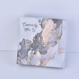 Coffret cadeau en marbre doré - 9 x 9 x 3 cm - Coffret cadeau de luxe noir et or avec couvercle | Vente en gros de boîtes à bijoux - Coffret cadeau en marbre doré