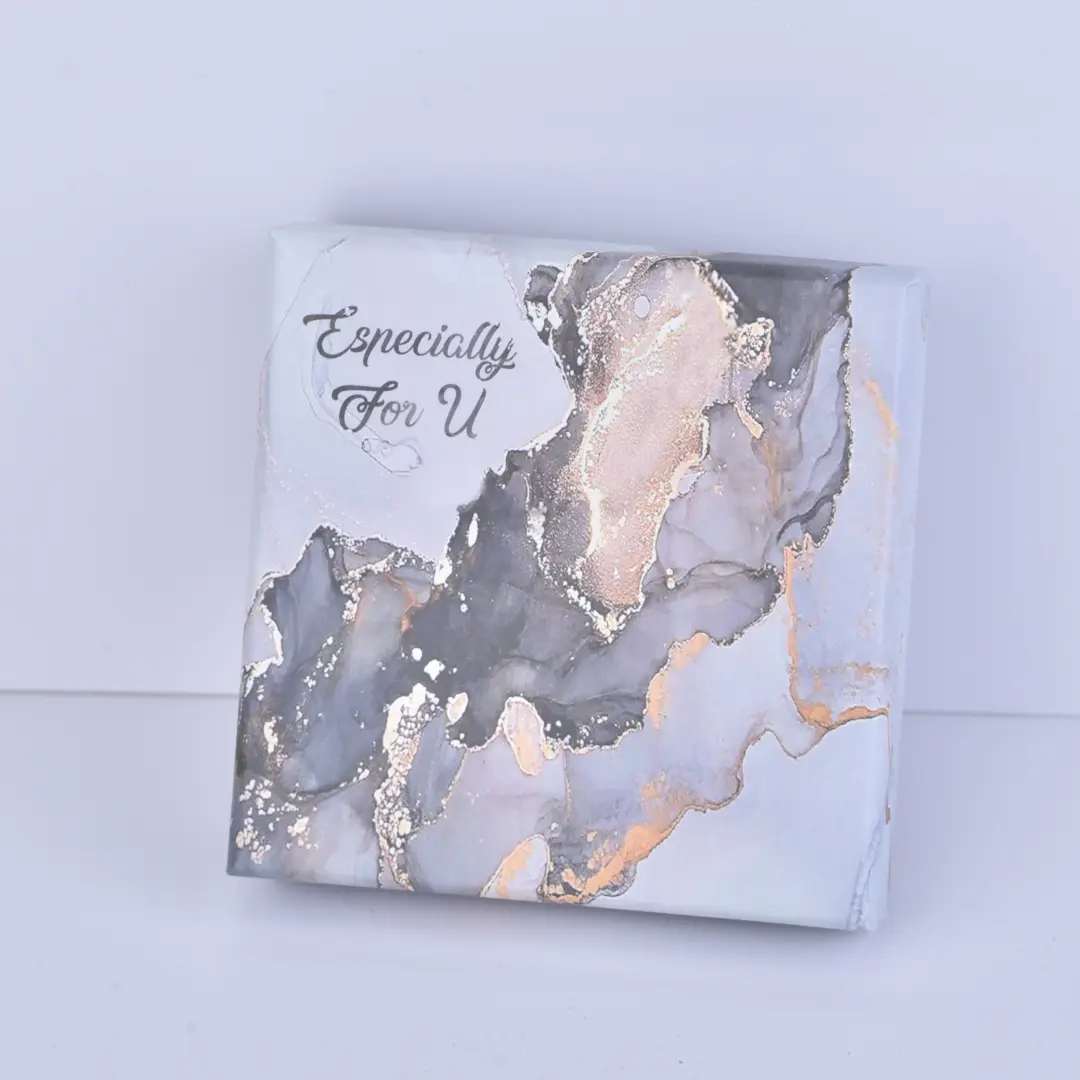 Gilded Marble Gift Box - 9x9x3cm Luxury Black and Gold Gift Box with Lids | Jewelry Box Wholesale - Gilded Marble Gift Box9