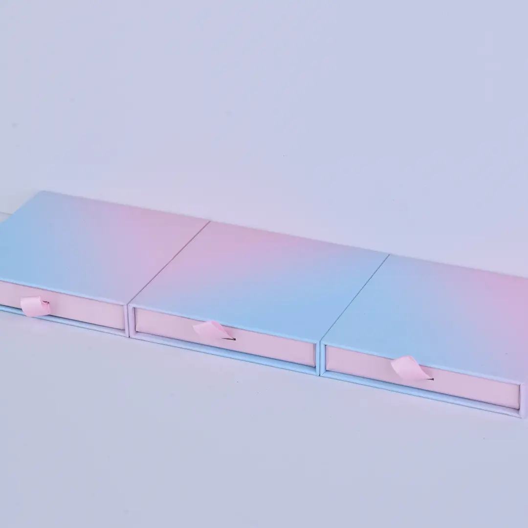 Gradient Pink Jewellery Storage Box - 8x8x1.7cm Elegant Paper Gift Packaging & Display Gift Boxes - Gradient pink Jewellery Storage Box3