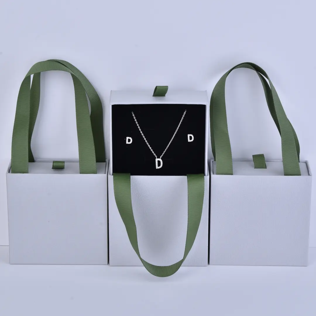 Grey Paper Drawer Tote - 9x9x3.5cm Gray Paper Jewelry Boxes with Personalized Logo Ribbon Tote - Gray Paper Jewelry Boxes1