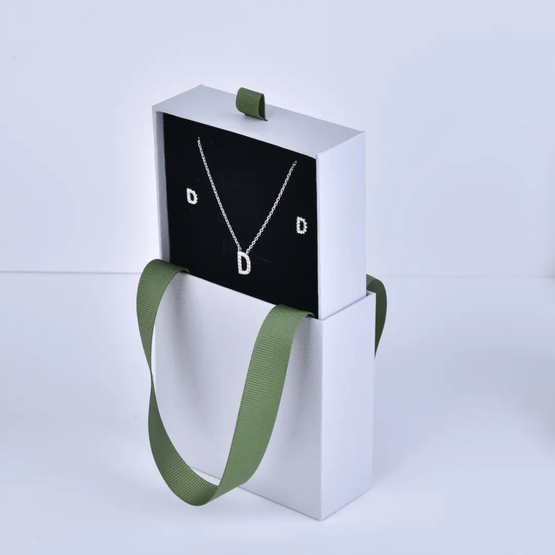 Grey Paper Drawer Tote - 9x9x3.5cm Gray Paper Jewelry Boxes with Personalized Logo Ribbon Tote - Gray Paper Jewelry Boxes3