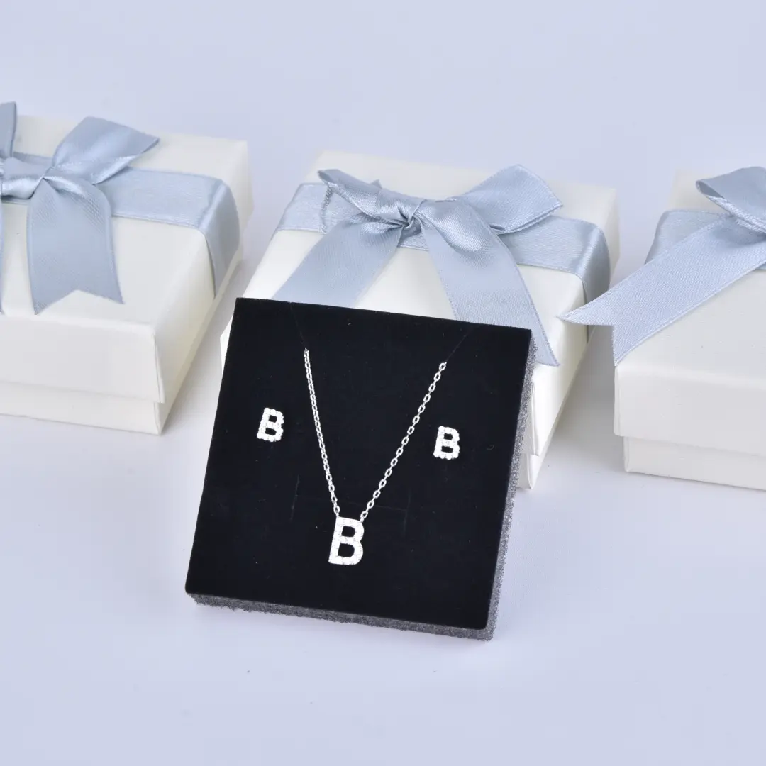 Grey Satin Bow Jewelry Gift Box with Lid - 7.5x7.5cm Luxury Gift Box Swarovski Style - Grey Satin Bow Jewelry Gift Box3