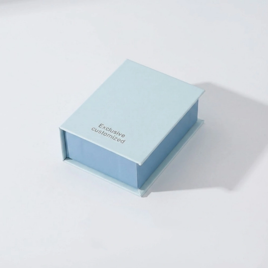 Flip Magnetic Jewelry Packaging Box - 7x9x3.5cm Wholesale Magnetic Jewelry Boxes | Light Blue Box - Light blue combo box with magnetic lid1