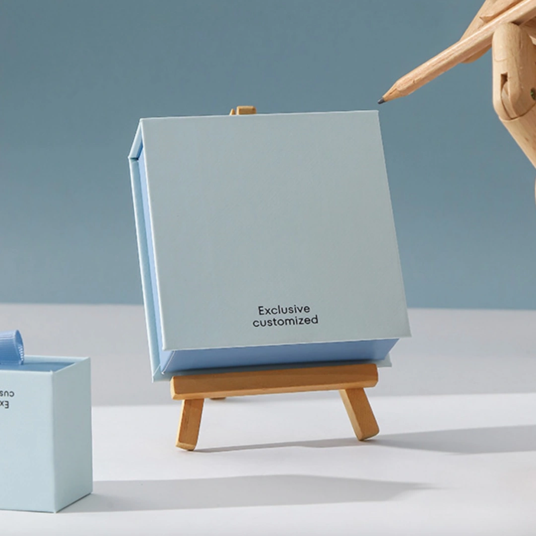 Light Blue Combo Box with Magnetic Lid - 10.4x10.4x4cm Custom Book Shape Light Blue Jewelry Boxes - Light blue combo box with magnetic lid6