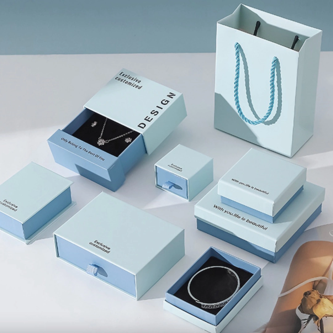 Light Blue Combo Box with Magnetic Lid - 10.4x10.4x4cm Custom Book Shape Light Blue Jewelry Boxes - Light blue combo box with magnetic lid7