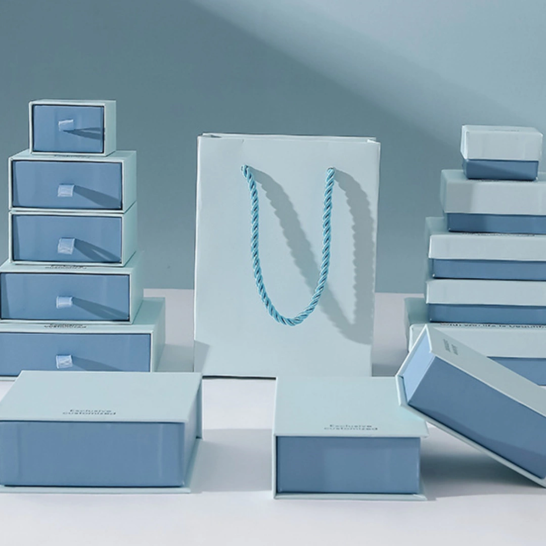 Light Blue Combo Box with Magnetic Lid - 10.4x10.4x4cm Custom Book Shape Light Blue Jewelry Boxes - Light blue combo box with magnetic lid8