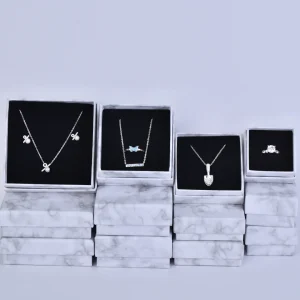 Boîtes à bijoux en carton imitation marbre (5 x 5 x 3 cm) - Lot de 1