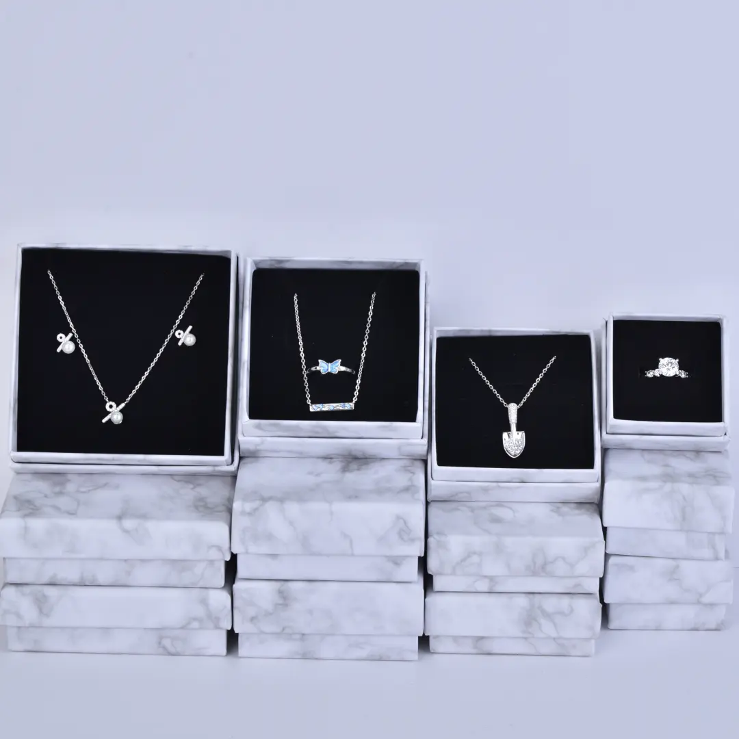 Marble Small Jewelry Gift Boxes Bulk - 5x5x3cm Foam-filled Cardboard Jewelry Box Wholesale - Marble Small Jewelry Gift Boxes Bulk1