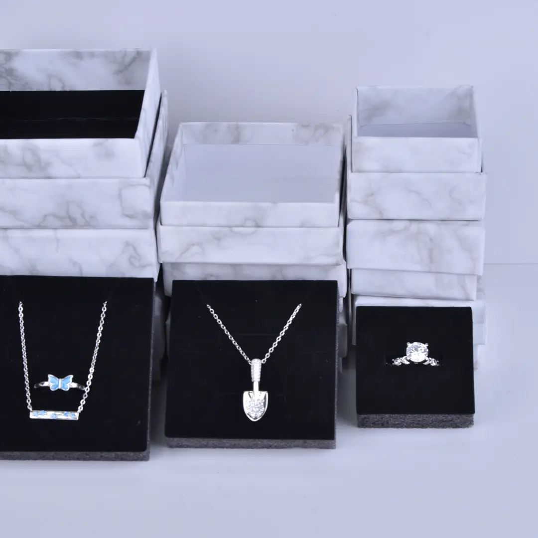 Marble Small Jewelry Gift Boxes Bulk - 5x5x3cm Foam-filled Cardboard Jewelry Box Wholesale - Marble Small Jewelry Gift Boxes Bulk3