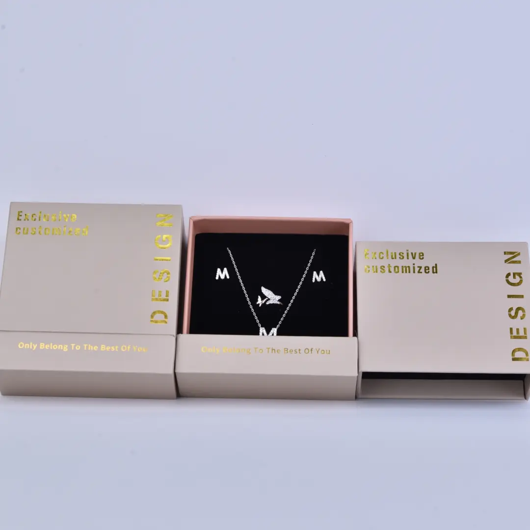 Paper Drawer Jewelry Packaging Box - Brick Pink Specialty Paper | Custom Logo Available - Paper Drawer Jewelry Packaging Box (2)