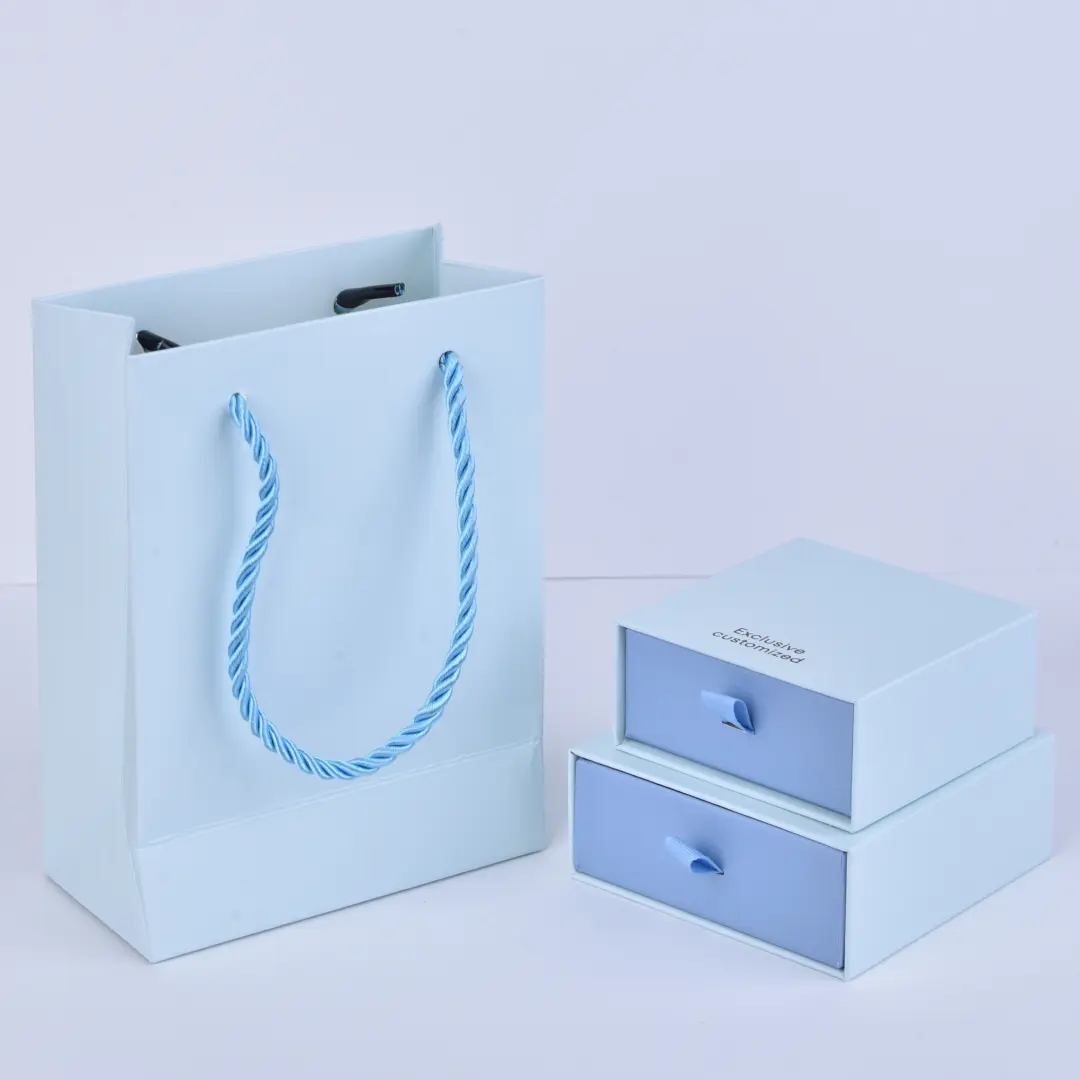 Light Blue Paper Bag - 12x16x6cm Blue Empty Gift Bag & Blue Gift Bags Bulk Wholesale - custom cardboard necklace drawer boxes (6)