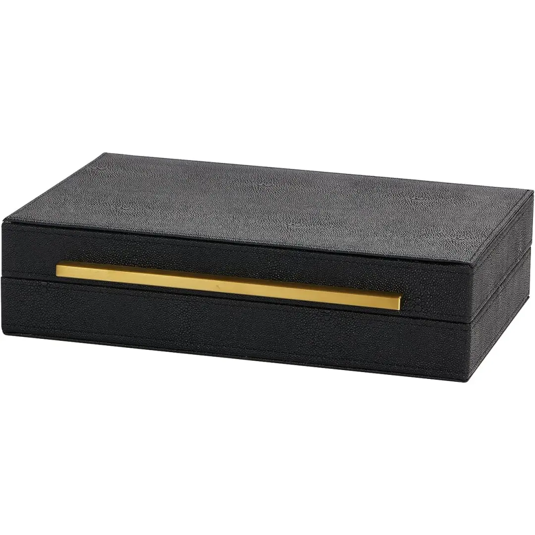 Leather Men's Jewelry Box Black 11.8
