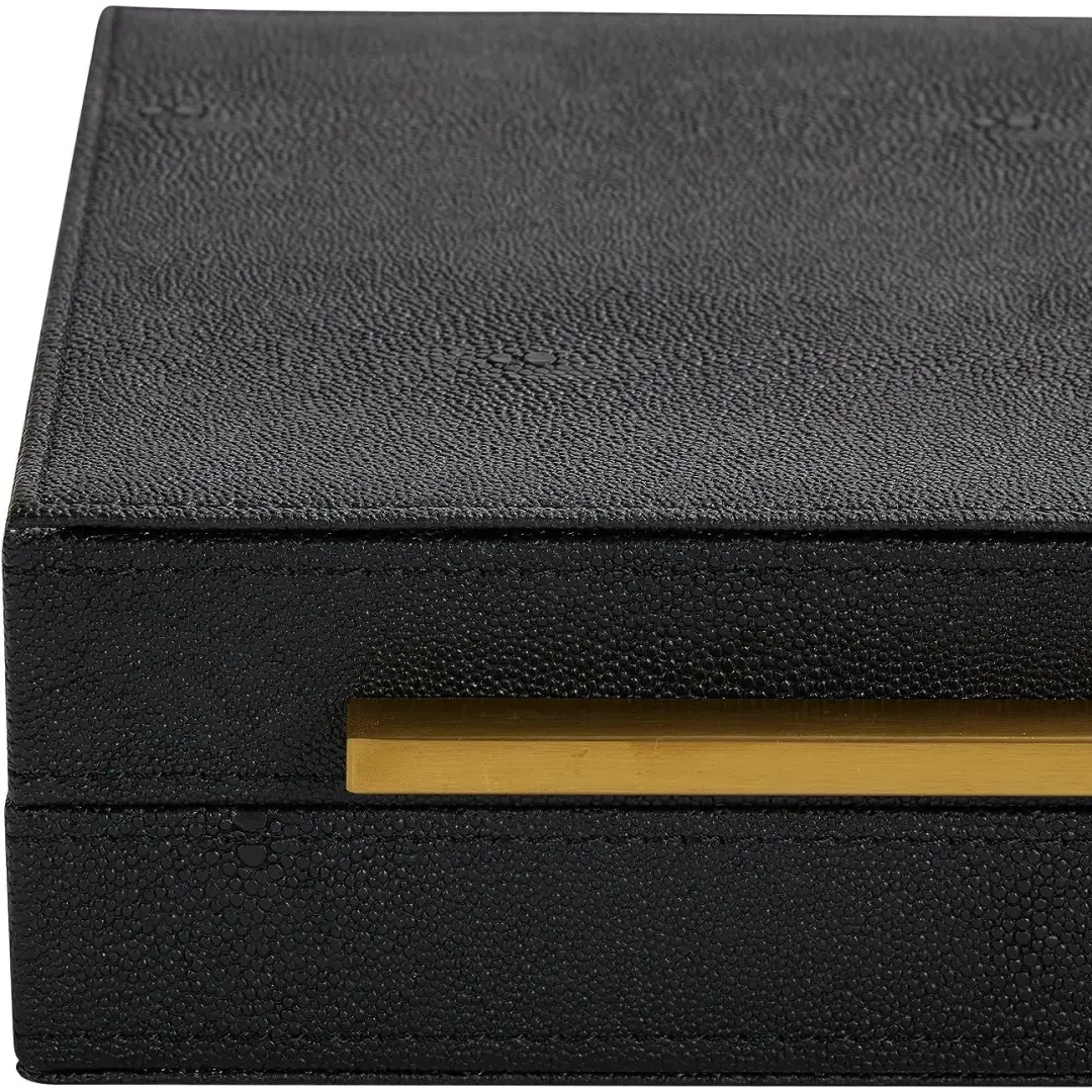 Leather Men's Jewelry Box Black 11.8