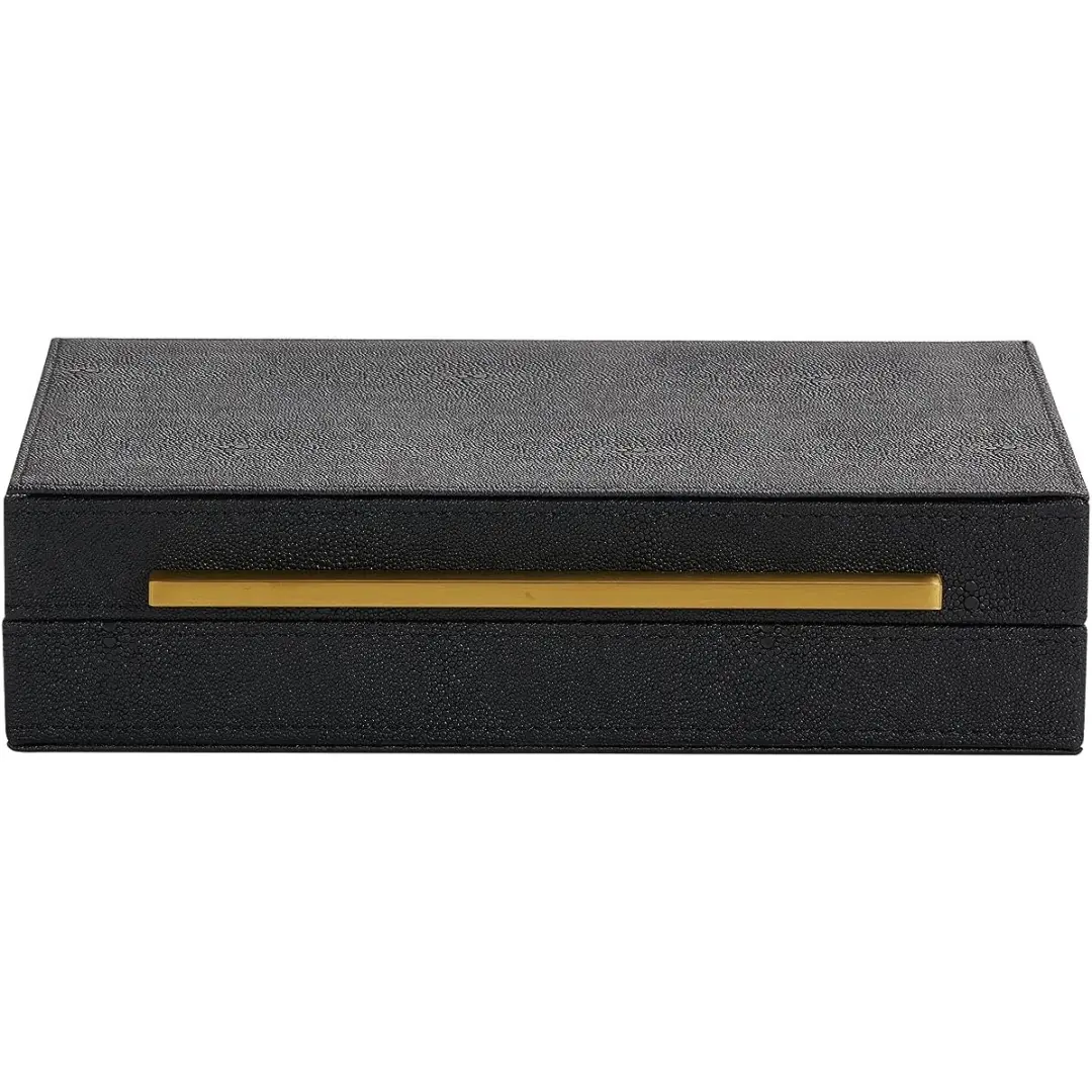 Leather Men's Jewelry Box Black 11.8