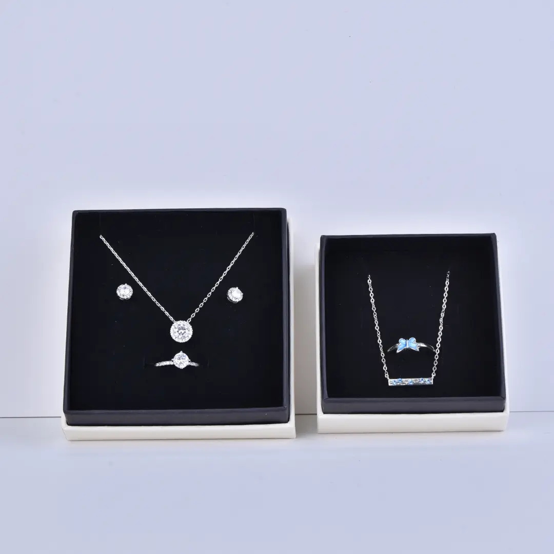 Custom White Paper Bags with Handle - 11x12x6cm Jewelry Paper Bag | Small Black and White Gift Bags - white two piece paper jewelry box1