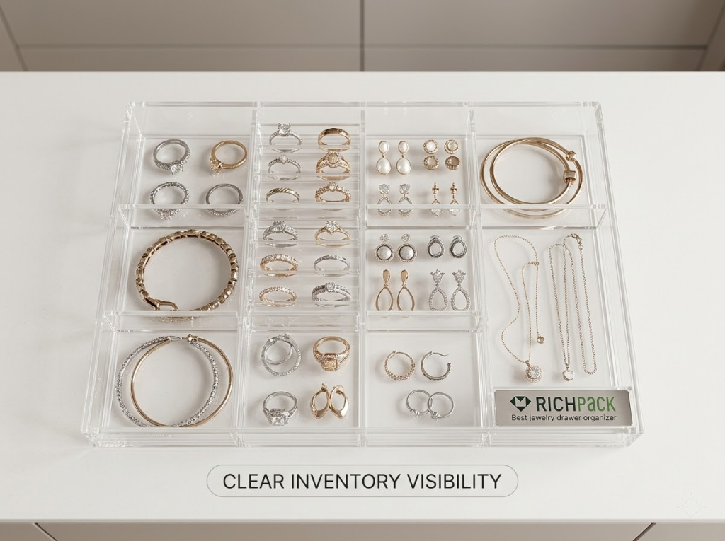 15 of the Best Jewelry Drawer Organizer Solutions in 2026 - Clear Acrylic Jewelry Drawer Organizer