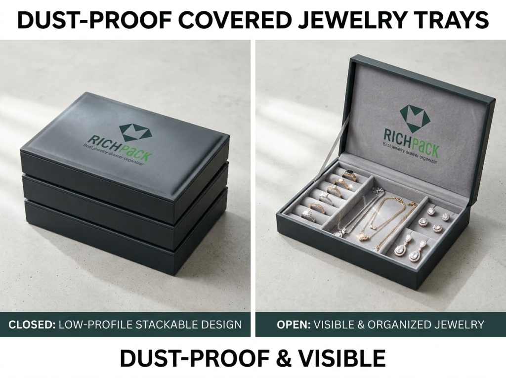 15 of the Best Jewelry Drawer Organizer Solutions in 2026 - Clear Lid Jewelry Trays with Dust Protection