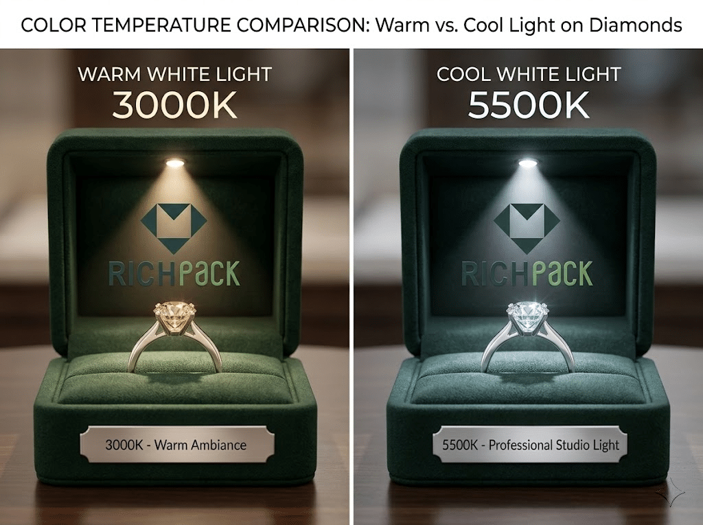 How to Customize the Best Luxury Ring Box With Light for Your Brand - How Light Changes the Way a Diamond Looks