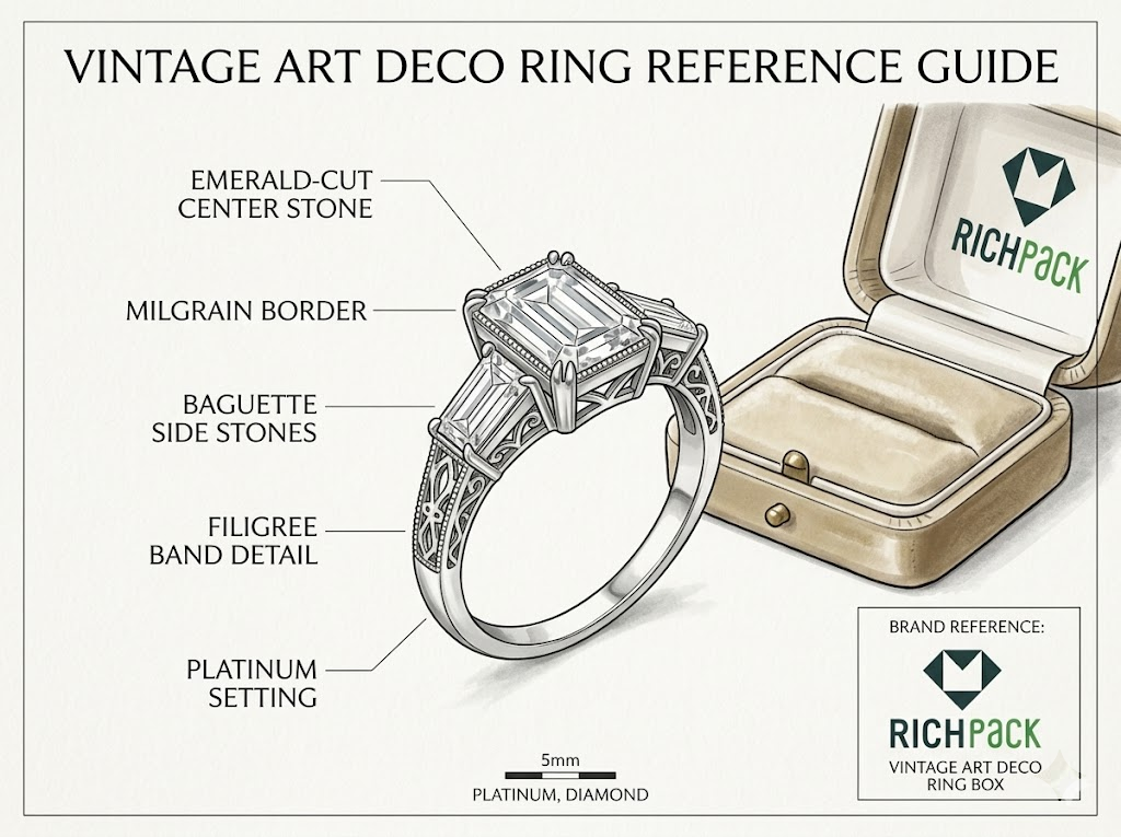 How to Pair a Vintage Art Deco Ring Box with Your Ring - Identifying Your Ring's Art Deco Characteristics