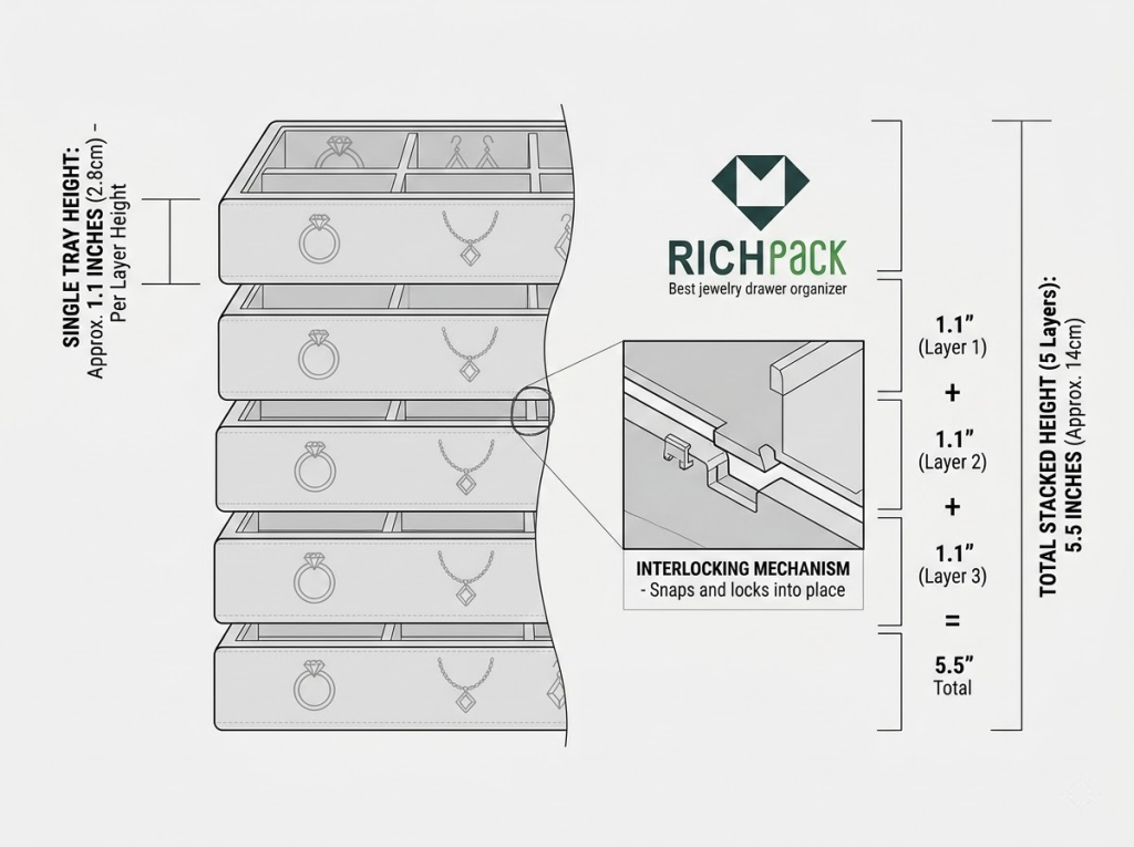 15 of the Best Jewelry Drawer Organizer Solutions in 2026 - Modular Stackable Jewelry Tray System