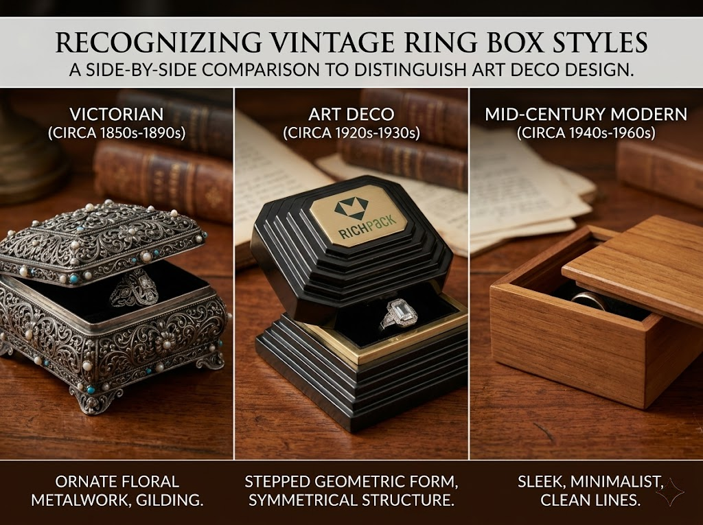 How to Pair a Vintage Art Deco Ring Box with Your Ring - The Geometric Design Language of Art Deco Packaging