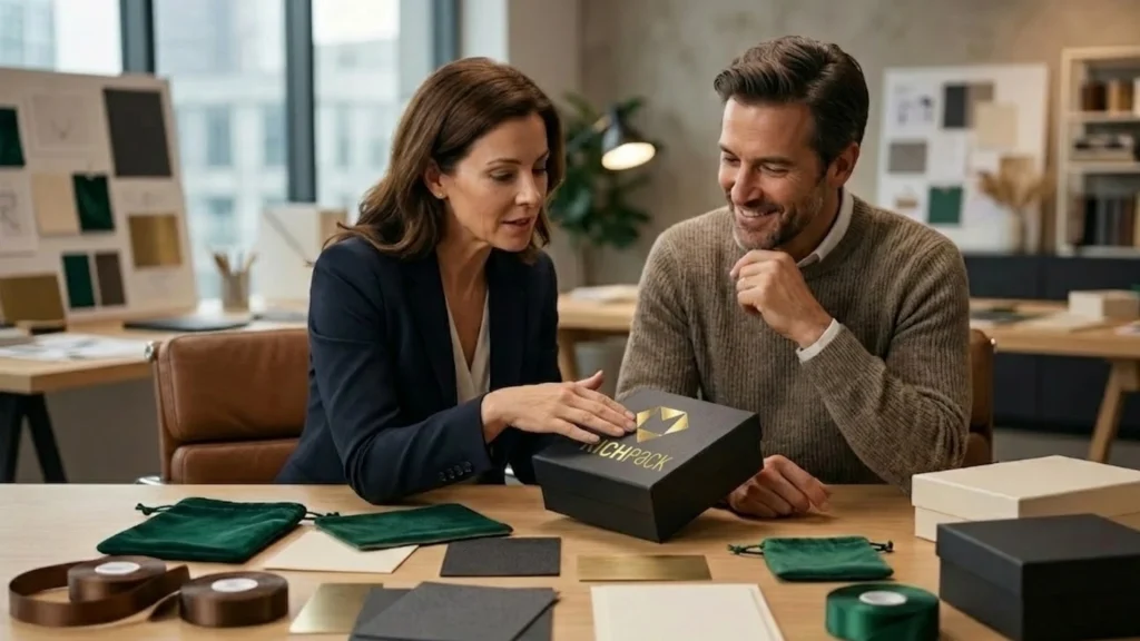 couple unboxing gift box