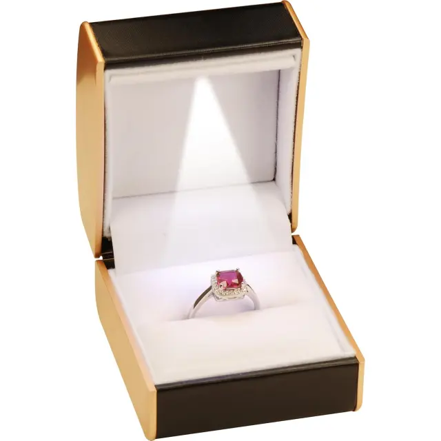 Ring Box with Light Black Velvet LED Ring Box | Custom Jewelry Packaging | Richpack - engagement ring box with light​ 2