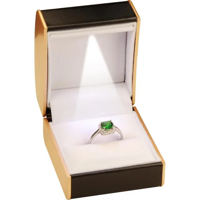 Ring Box with Light Black Velvet LED Ring Box | Custom Jewelry Packaging | Richpack - engagement ring box with light​ 3
