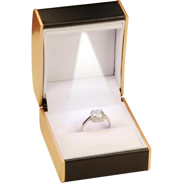 Ring Box with Light Black Velvet LED Ring Box | Custom Jewelry Packaging | Richpack - engagement ring box with light​ 4