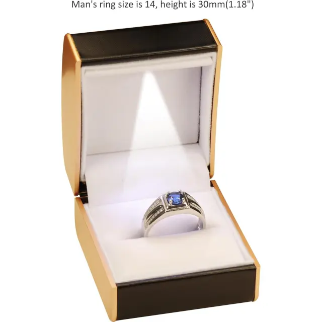 Ring Box with Light Black Velvet LED Ring Box | Custom Jewelry Packaging | Richpack - engagement ring box with light​ 5