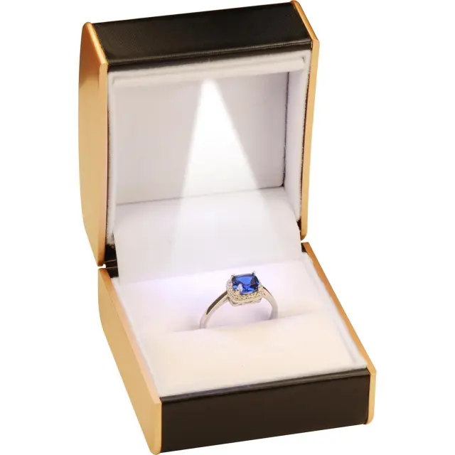 Ring Box with Light Black Velvet LED Ring Box | Custom Jewelry Packaging | Richpack - engagement ring box with light​