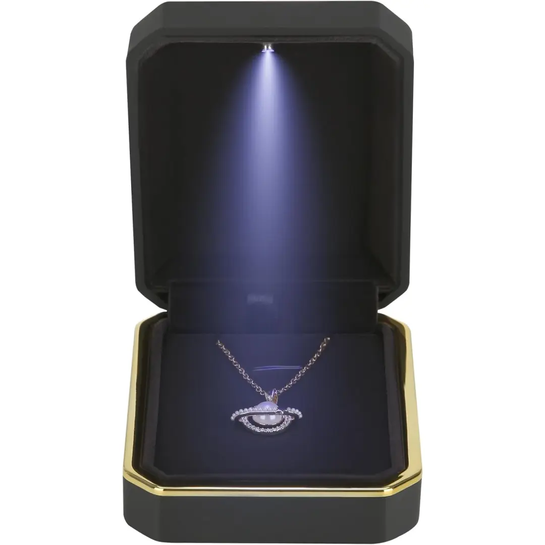 Jewelry Box with Light Black LED Jewelry Box for Rings & Jewelry Display | Custom Packaging | Richpack - jewelry box with light​ 3