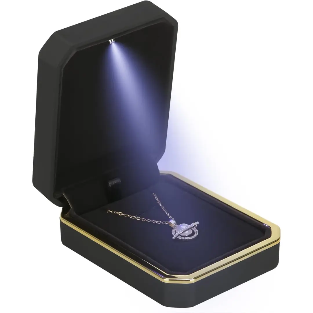 Jewelry Box with Light Black LED Jewelry Box for Rings & Jewelry Display | Custom Packaging | Richpack - jewelry box with light​ 5