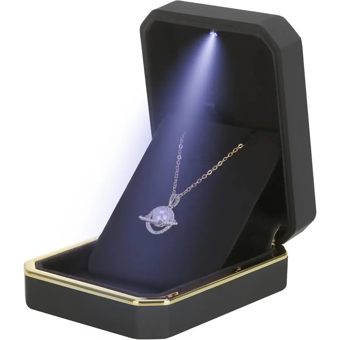 Jewelry Box with Light Black LED Jewelry Box for Rings & Jewelry Display | Custom Packaging | Richpack - jewelry box with light​