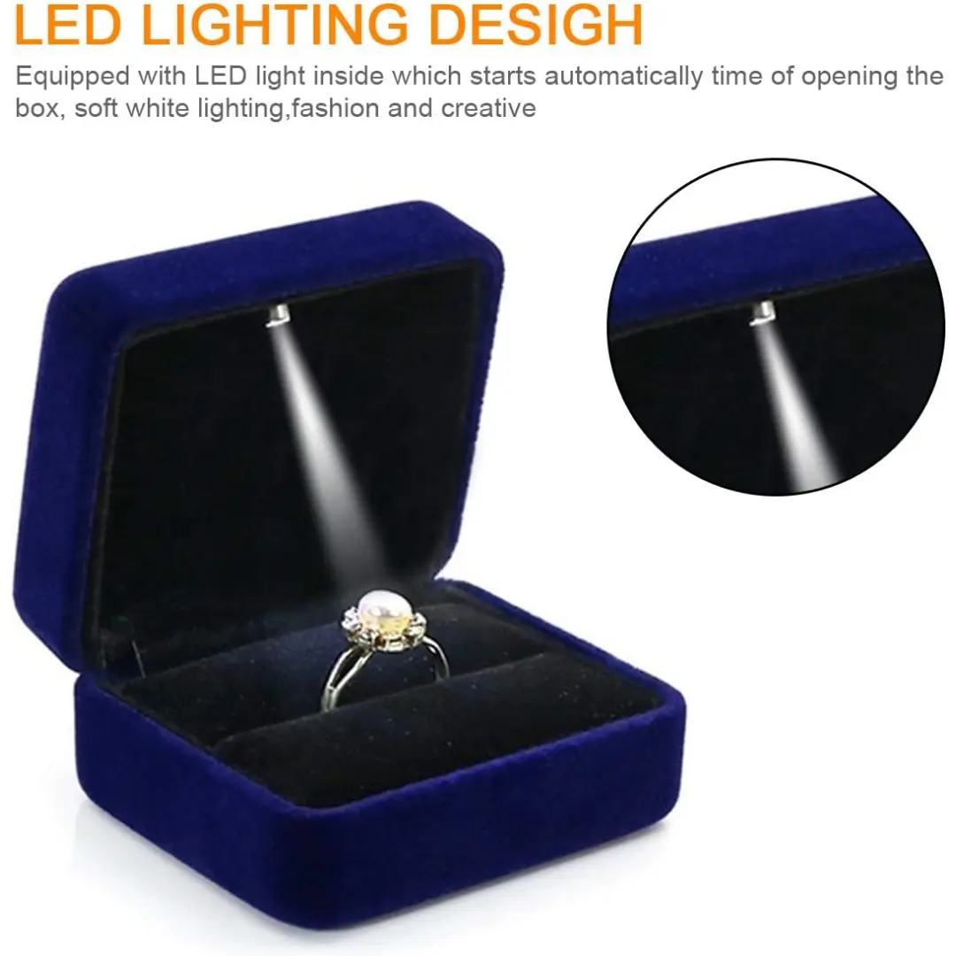 Jewelry Box with Light Black LED Jewelry Box for Rings & Jewelry Display | Custom Packaging | Richpack - light box jewelry​ 3