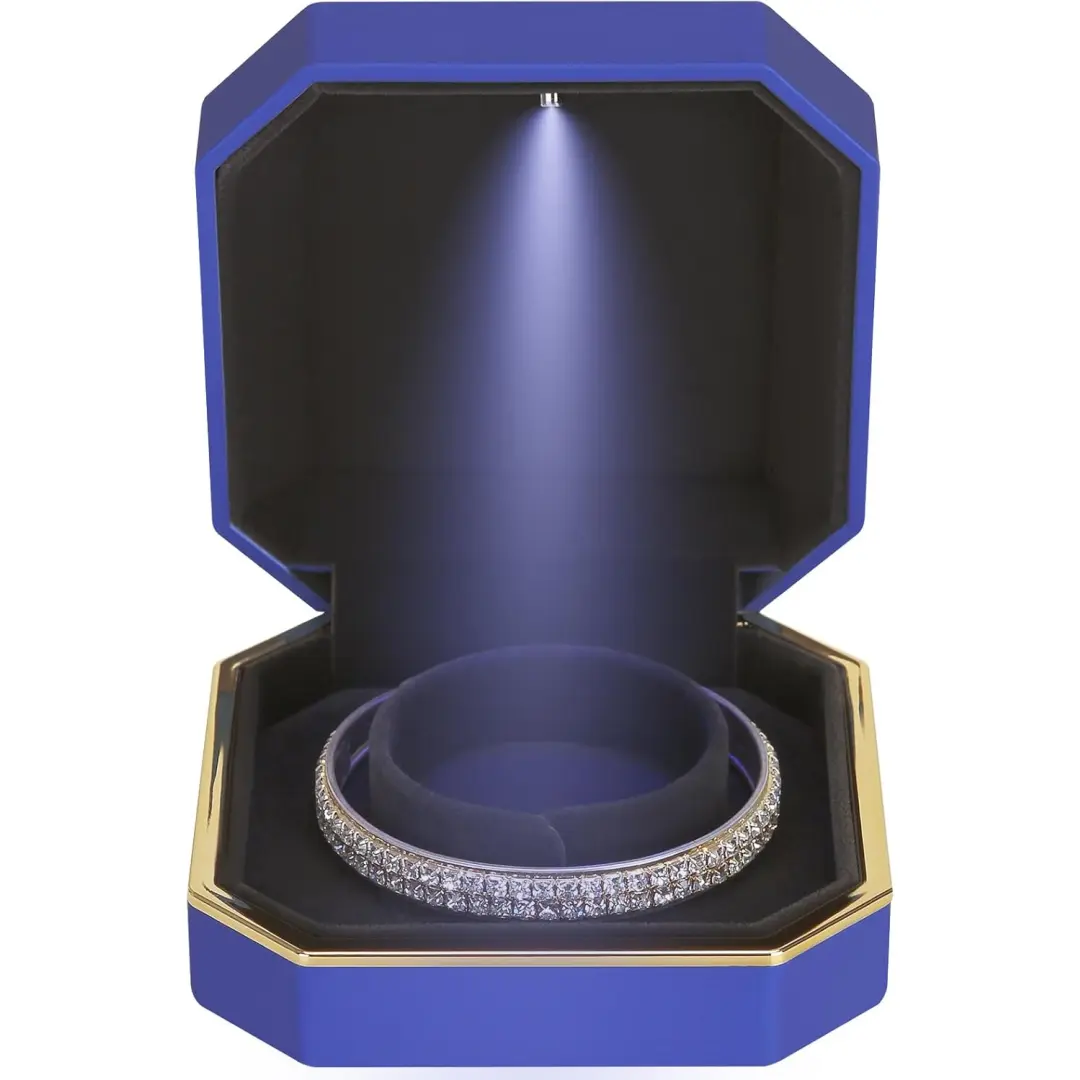 Smykkeskrin med lys, svart LED-smykkeskrin for ringer og smykkeutstilling | Tilpasset emballasje | Richpack - opplyst smykkeskrin 2